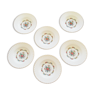 Lot de 6 assiettes fleuries Lunéville KG