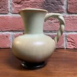 Carstens Tönnieshof Jug Model 422 with Twisted Handle, Tea Green and Brown West German Art Pottery