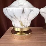Pair of white globe wall lights