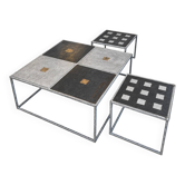 Ensemble de trois tables d'appoint / tables basses industrielles / brutalistes / années 1990