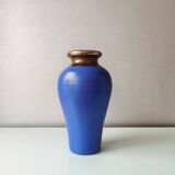 Vase bleu en faïence vintage, années 80