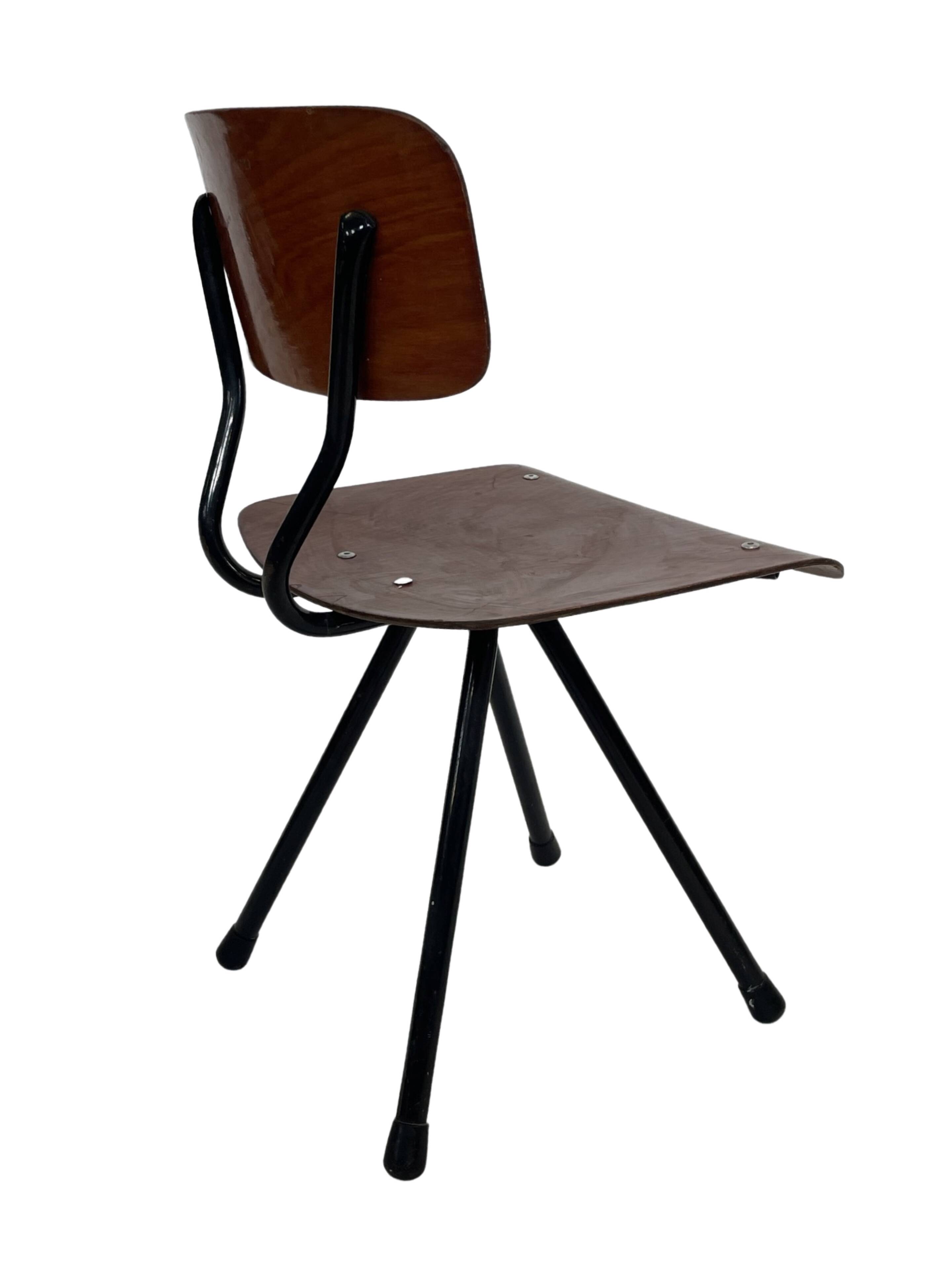 Vintage industrial children's chair, school chair, Dutch design