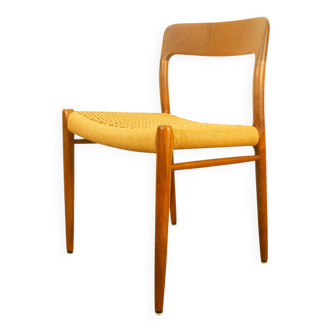 Danish dining chair, model 75 by Niels Otto Møller, teak, paper rope, 1960s