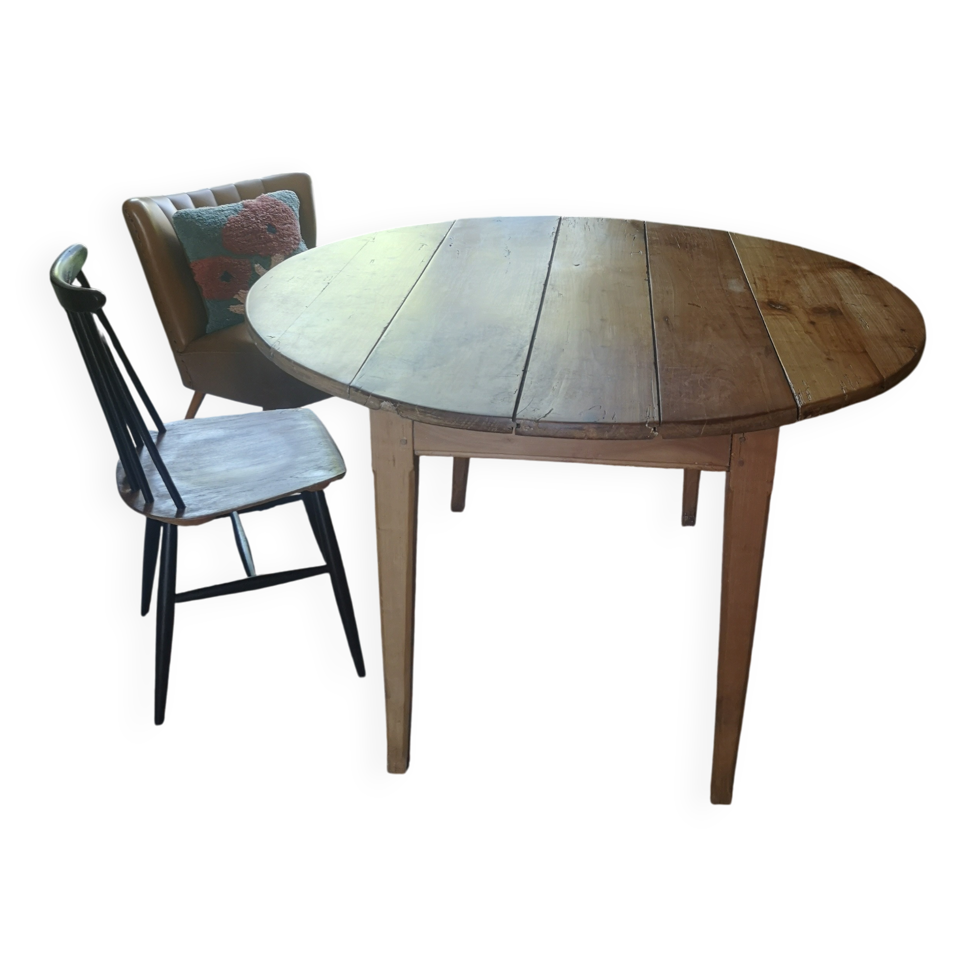 Table de ferme ronde D 130 cm