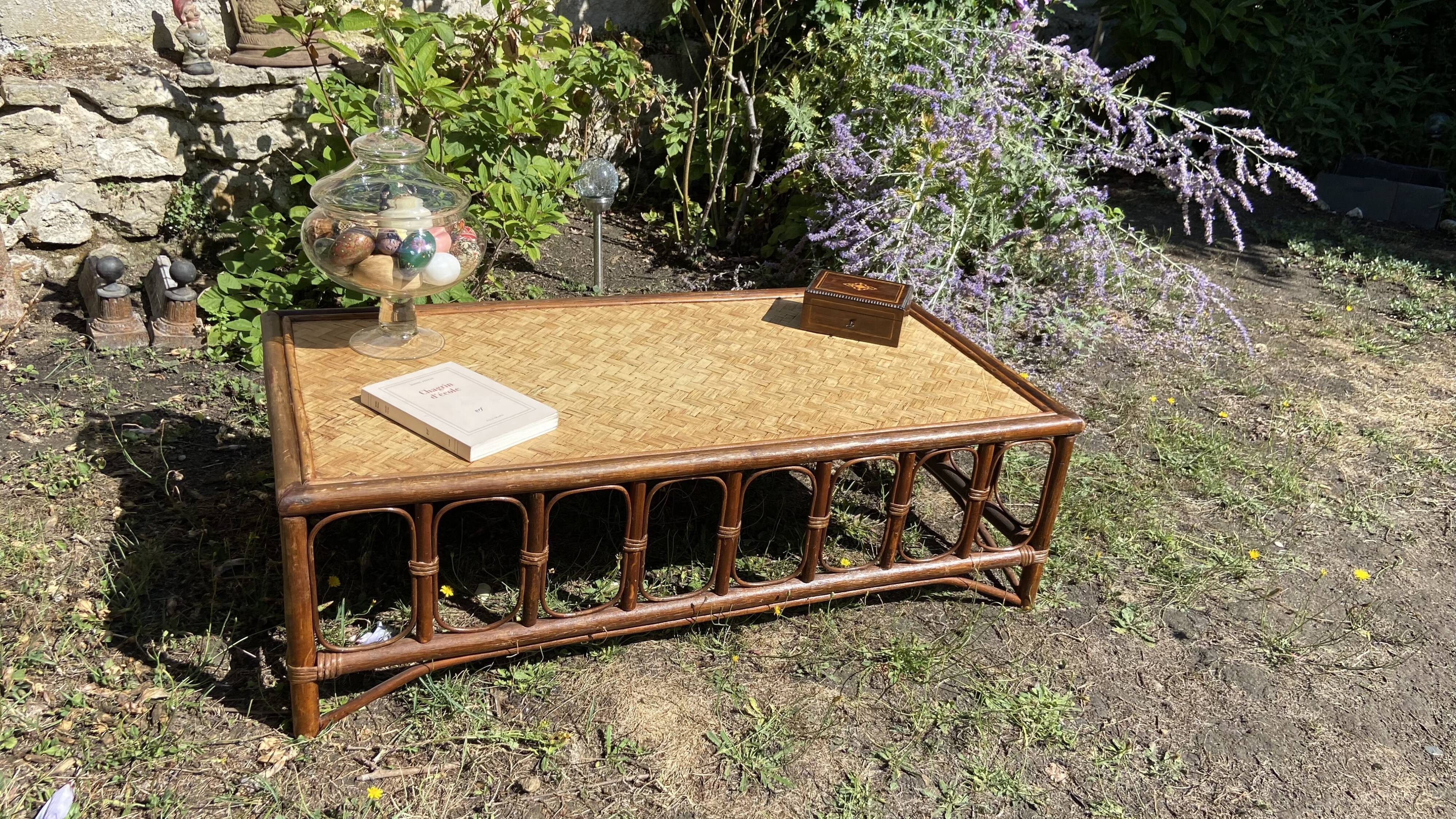 Vintage rattan coffee table