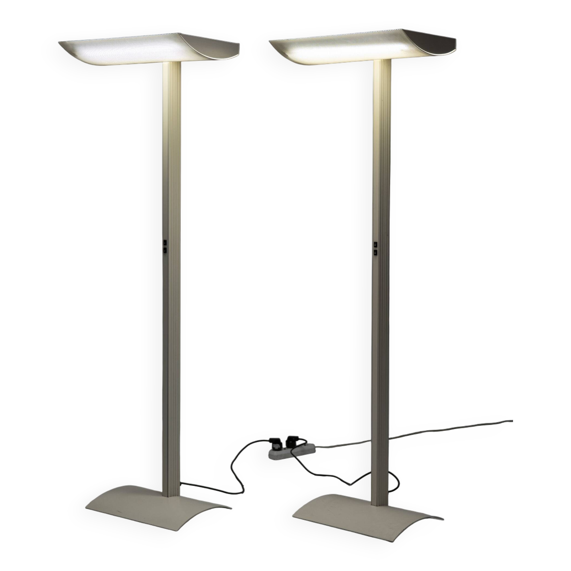 Pair of white Sames floor lamps, Italy, 1980s