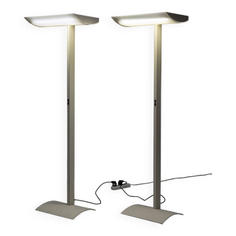 Pair of white Sames floor lamps, Italy, 1980s