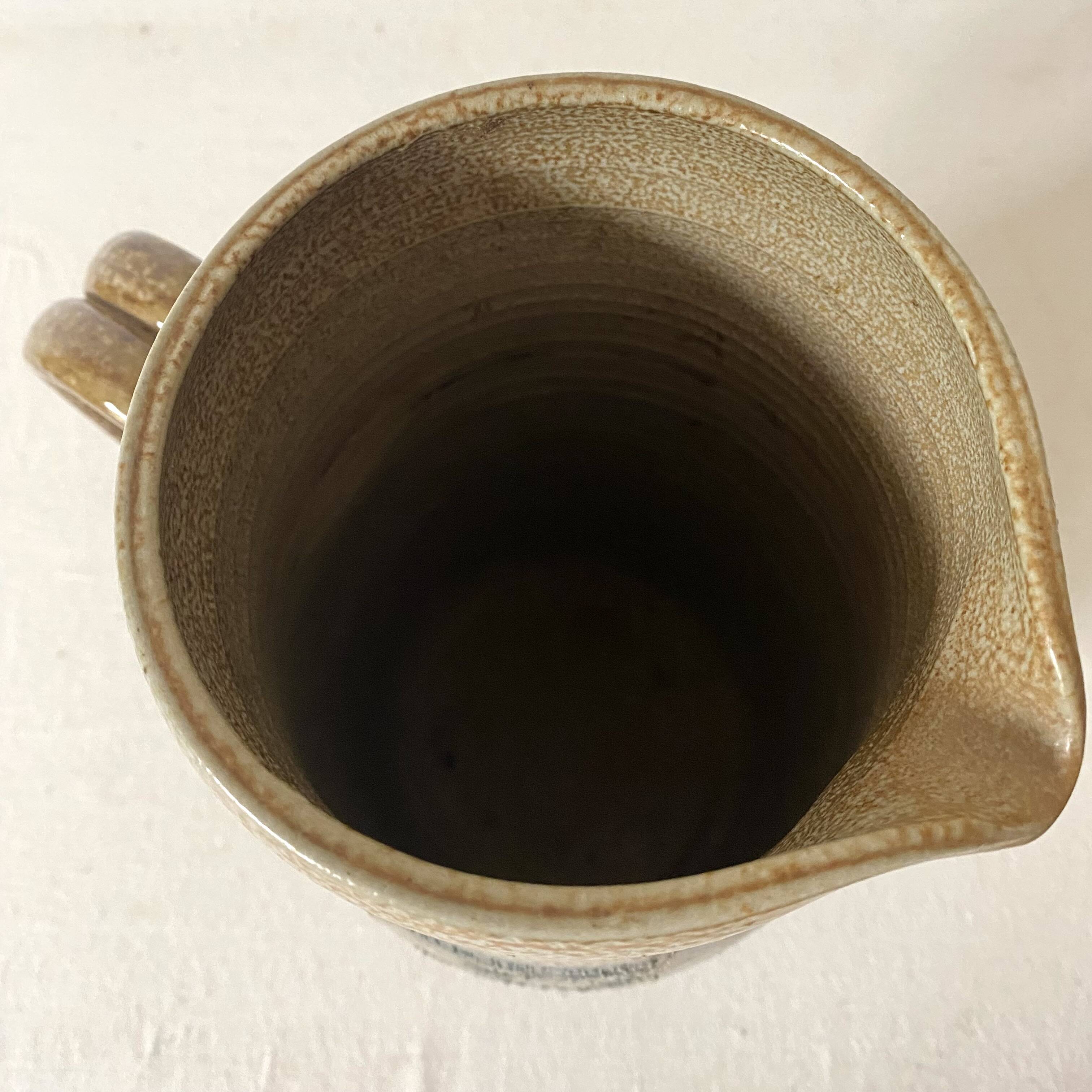 Large enamelled stoneware pitcher JC Courjault Kéraluc signed 31 cm, 1970s