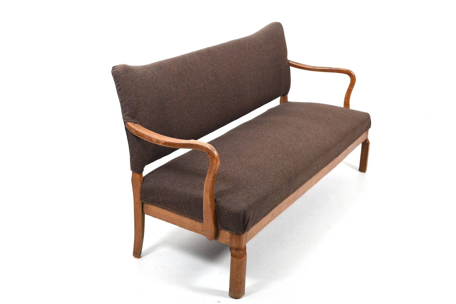 Solid Oak Sofa by Slagelse Møbelvaaek Denmark 1930s