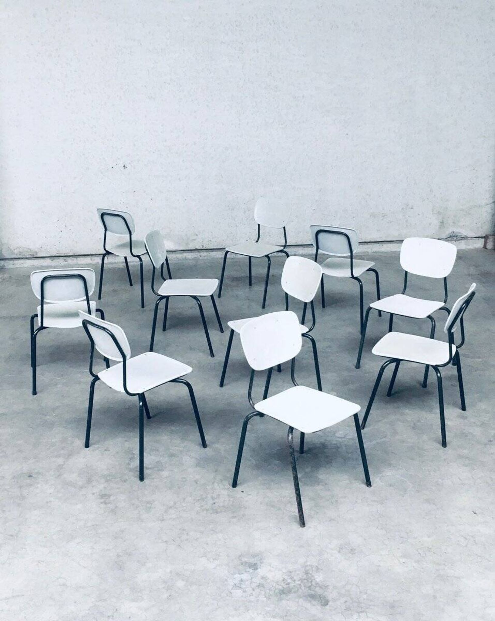 Industrial Dutch Stacking Chairs, 1960s, Set of 10