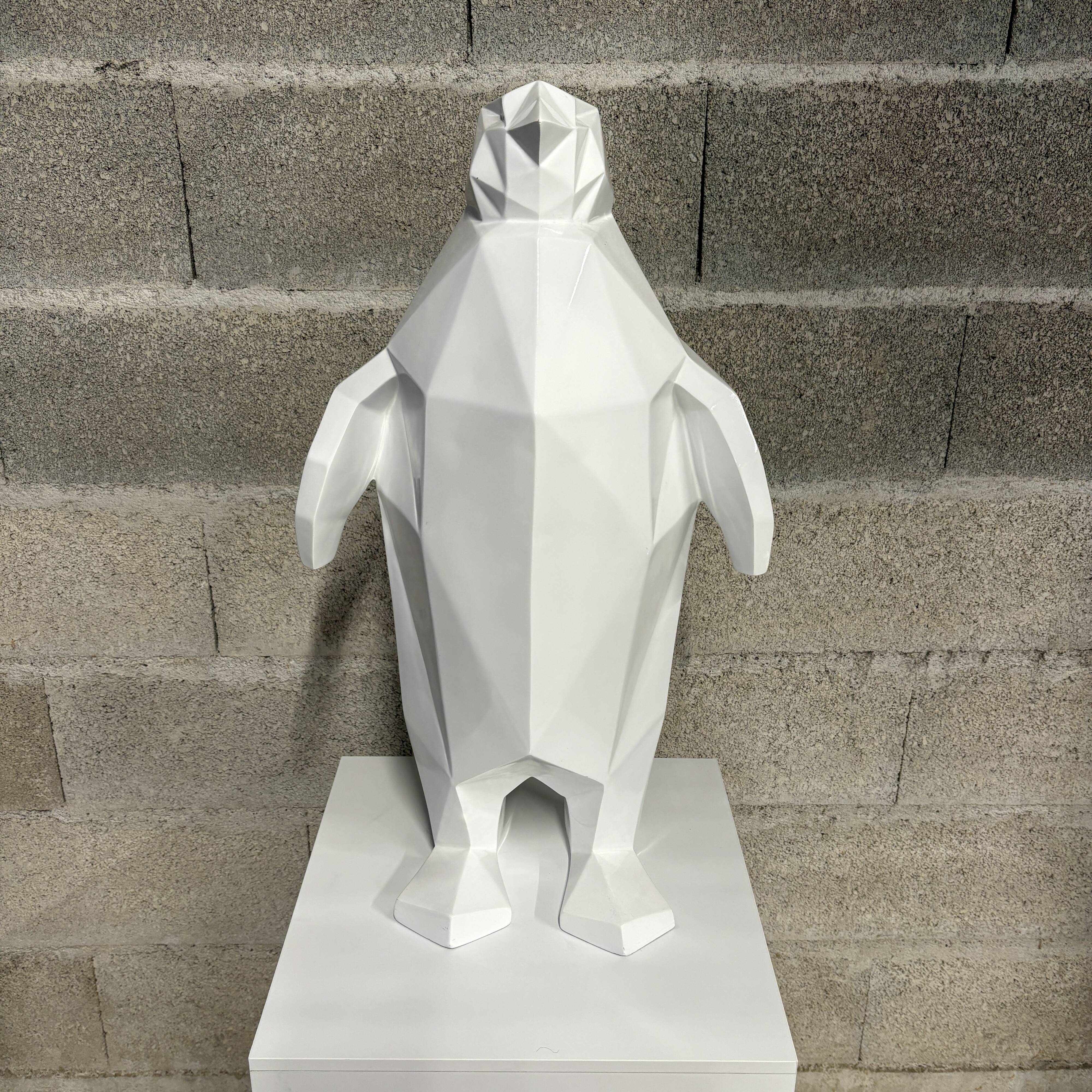 White Origami Penguin Statue - Artypopart