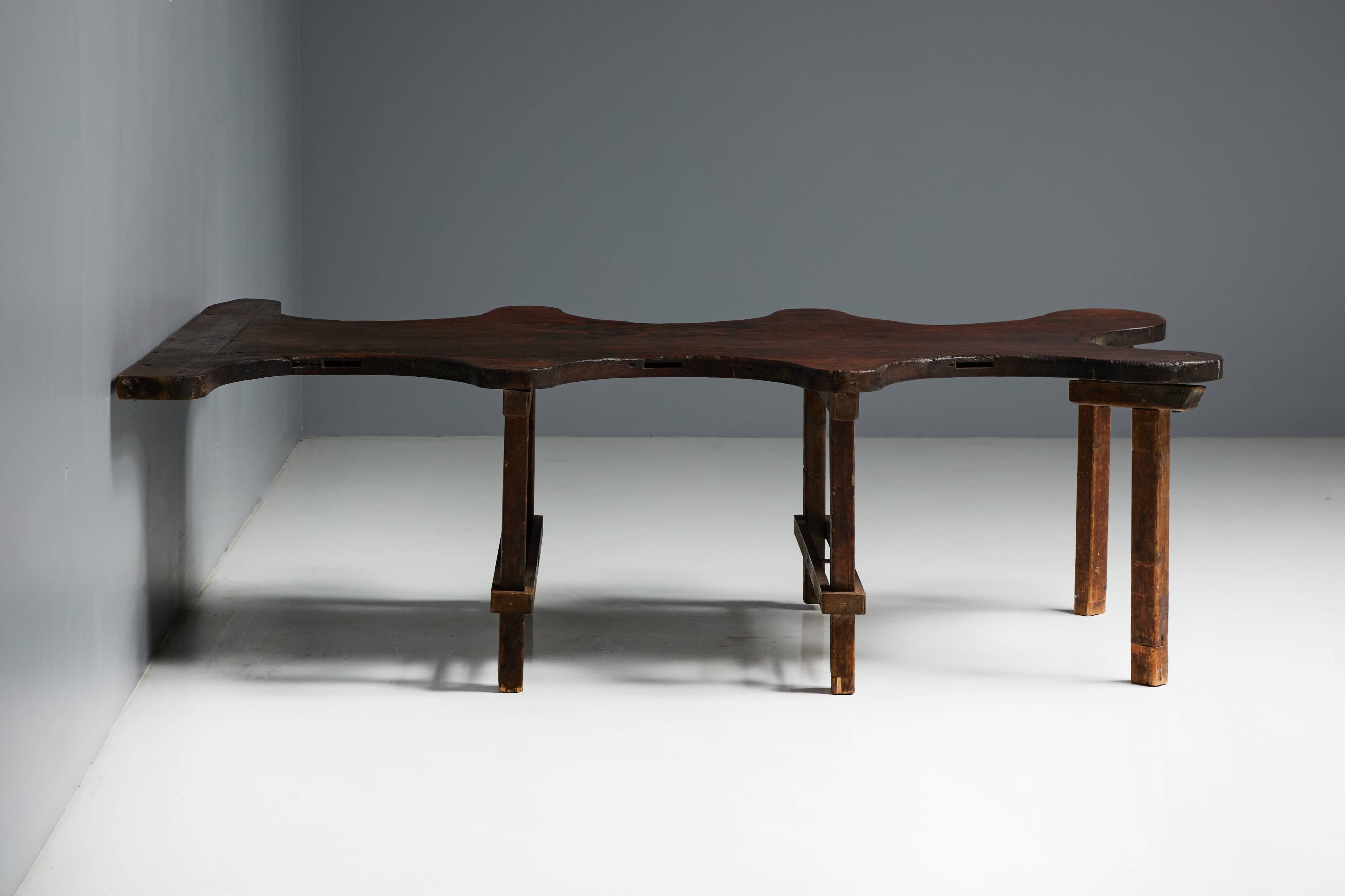 Table Organique Rustique De Forme Libre, France, Fin 19ème Siècle