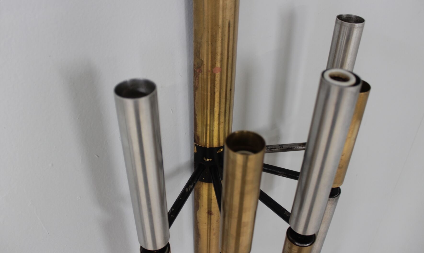 Stilnovo brass and aluminun tubes sconces 1950s