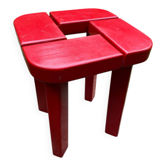 Red lacquered sauna stool by Olof Ottelin Finland 1960s