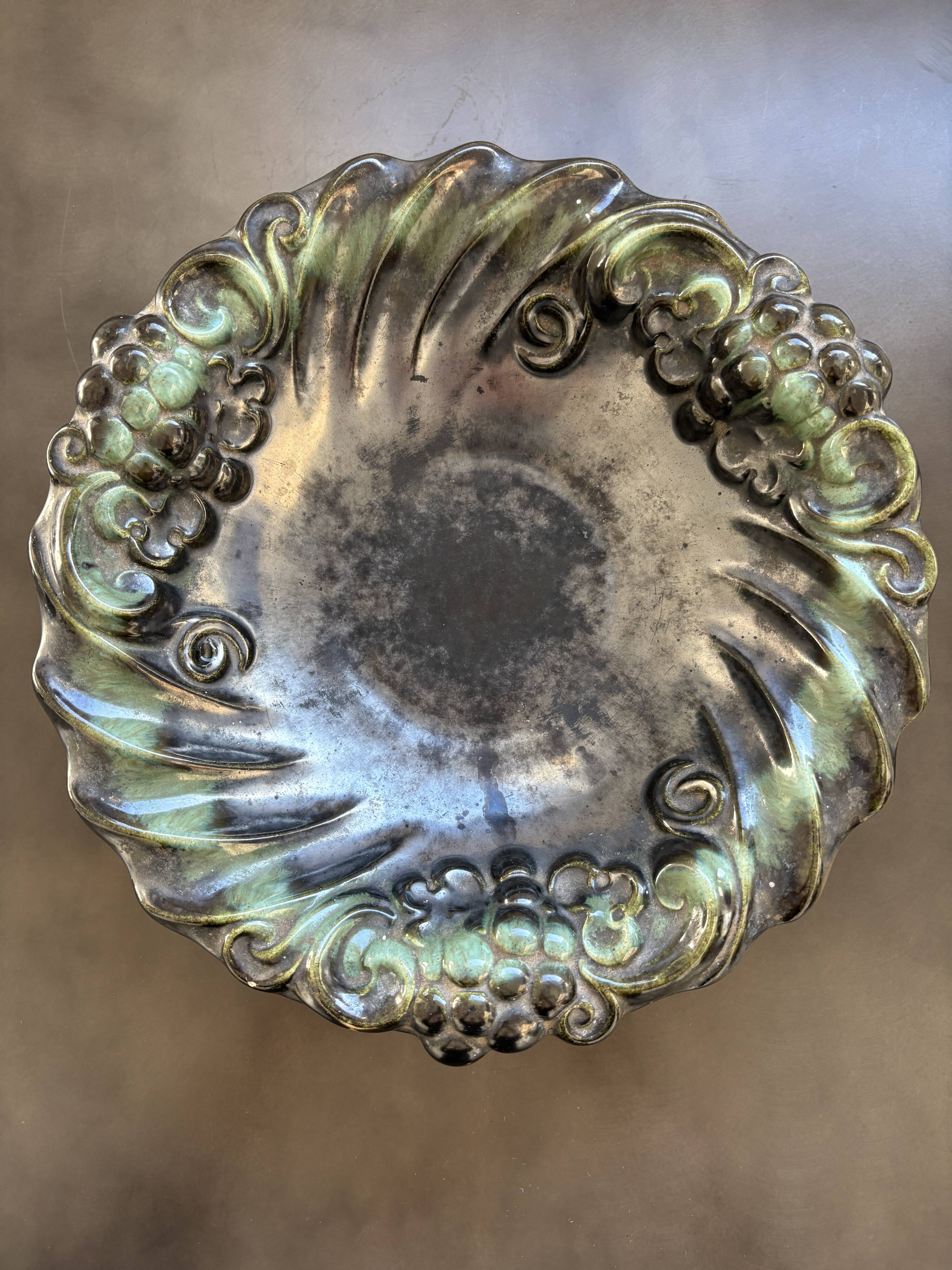Art Nouveau ceramic bowl – grape decoration