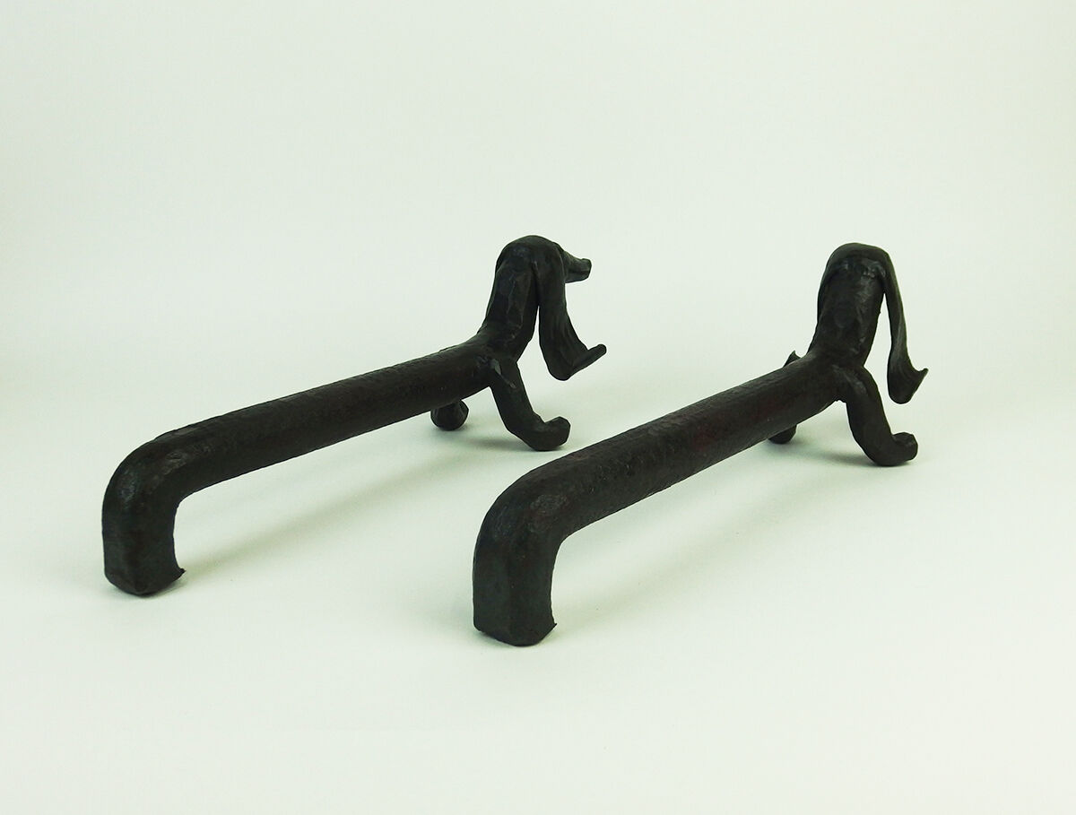 Pair of wrought iron "dog" chenets