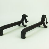 Pair of wrought iron "dog" chenets
