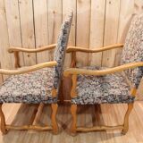 Pair of Louis XIII Style Armchairs in Sheep Bone, Needlepoint Tapestry