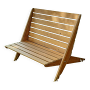 Folding garden bench, ultra compact - vintage, "Mid-century" design