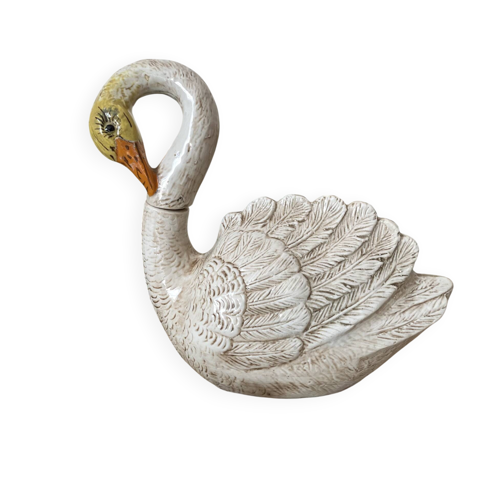 Italian ceramic swan, zoomorphic bottle