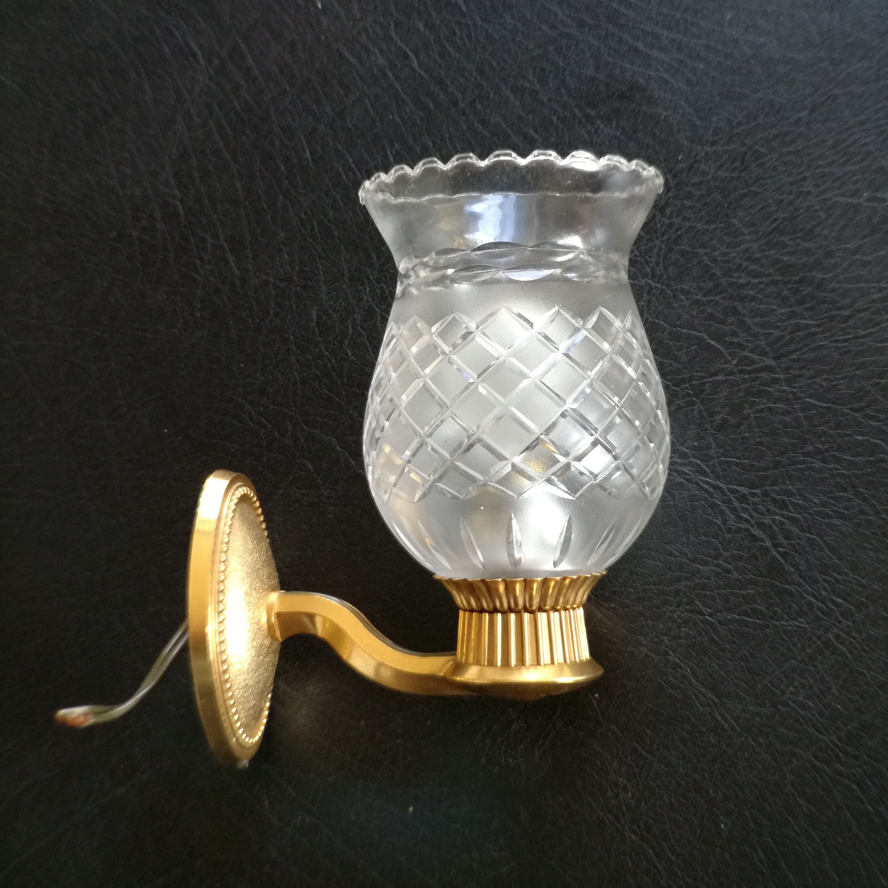 Brass and glass CT sconces, set of 2