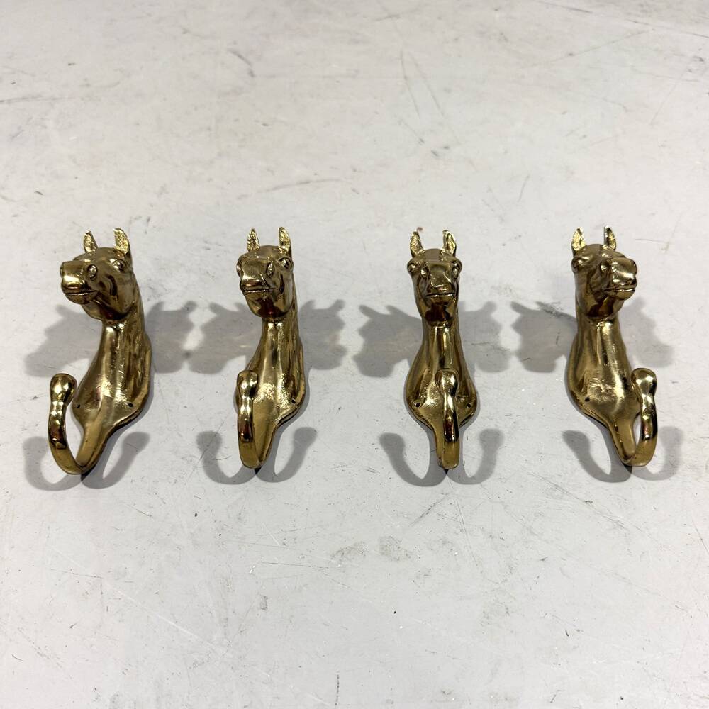 Brass horses coat hooks 1960’s, set of 4