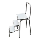 Vintage stepladder in Formica, wood and chromed metal