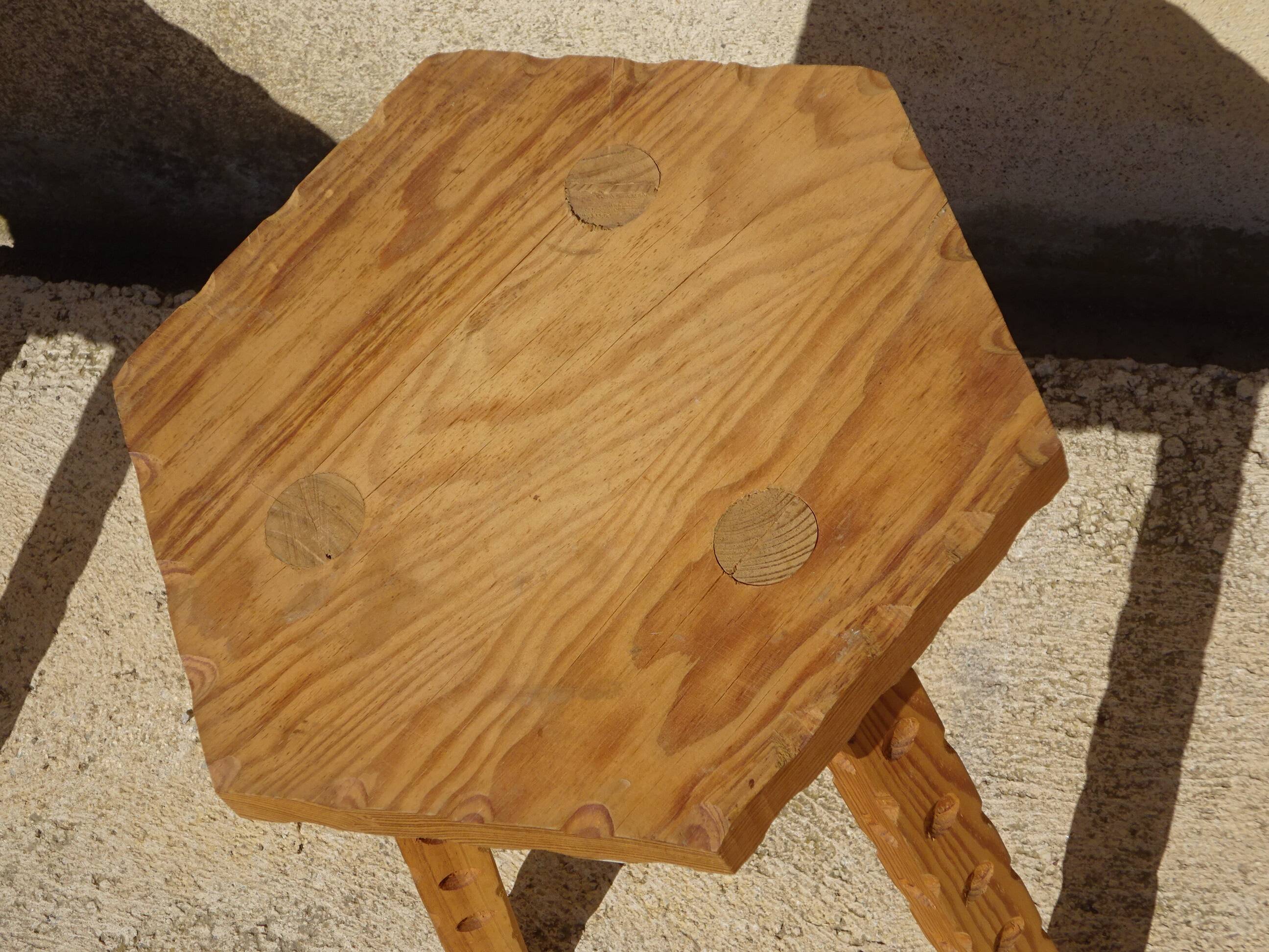 solid pine tripod stools, 2