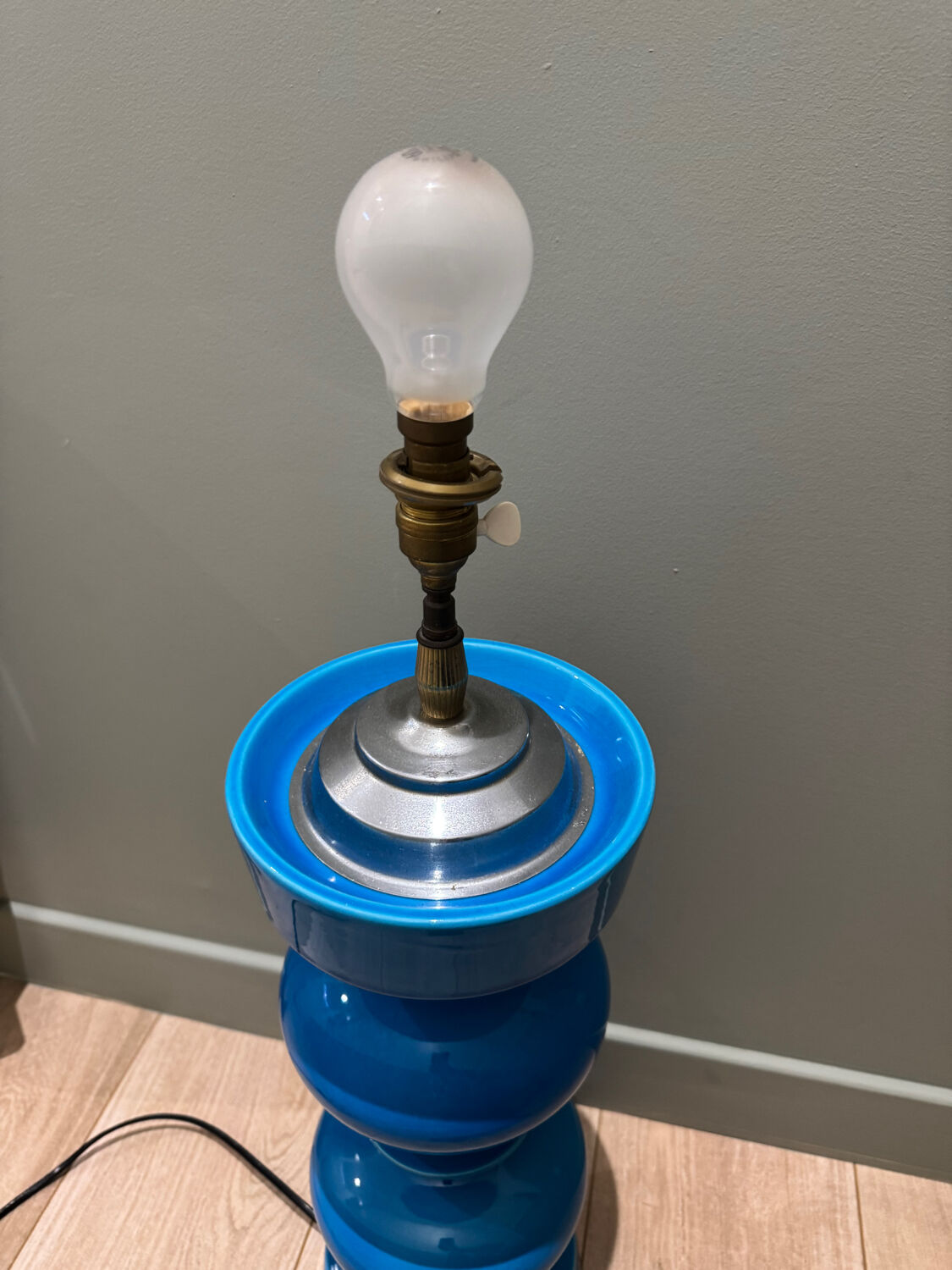 Blue glazed ceramic table lamp