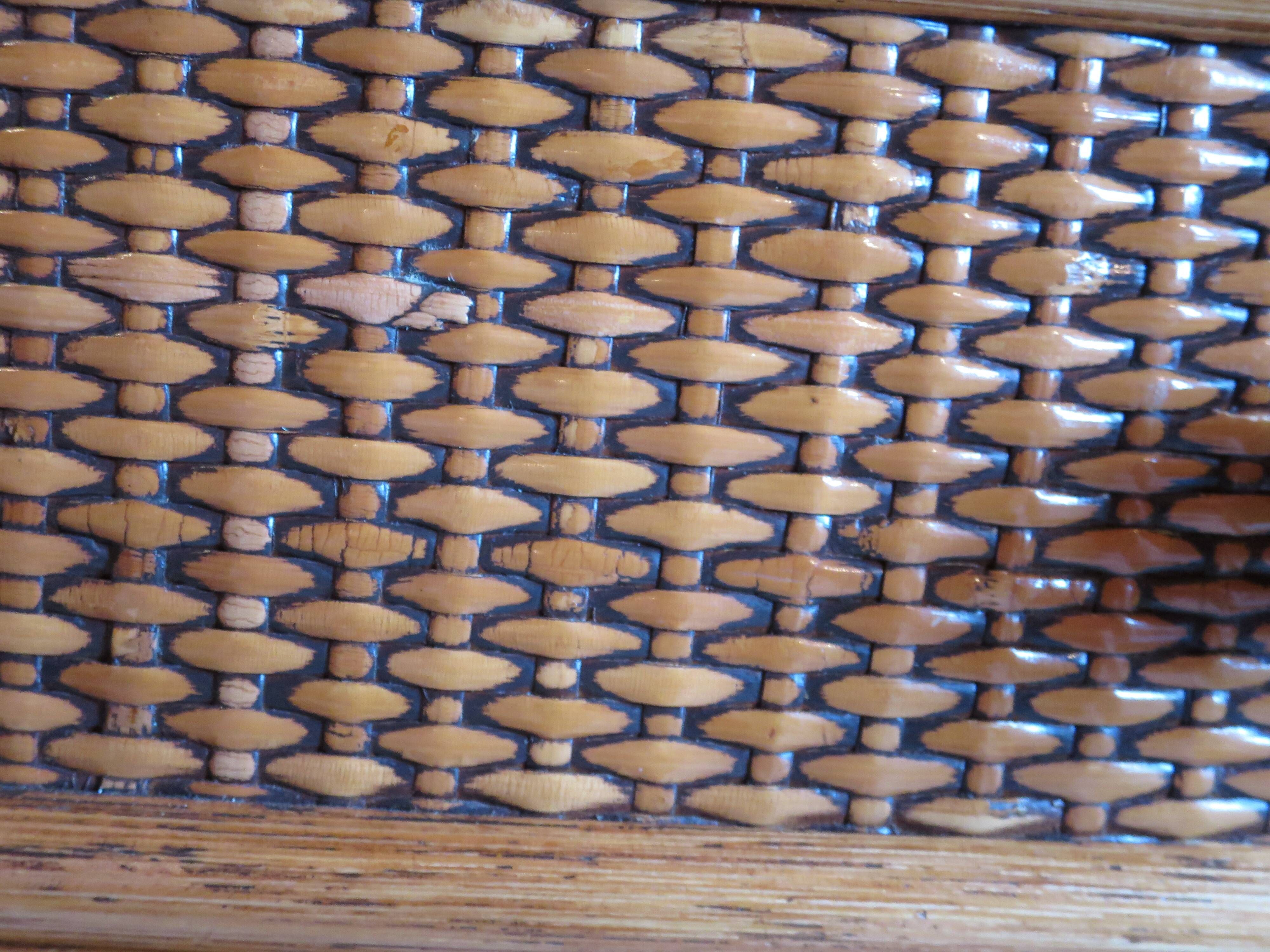 Rare vintage desk Ash and woven rattan - Large top - 6 drawers - Functional desk