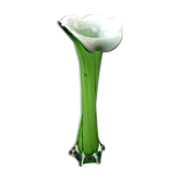 Vase soliflore multicouche vert intérieur blanc vintage