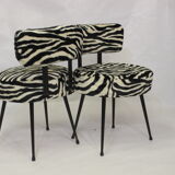 Pair of chairs pelfran zebra fur fabric