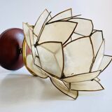 Vintage mother-of-pearl and brass flower wall lamp