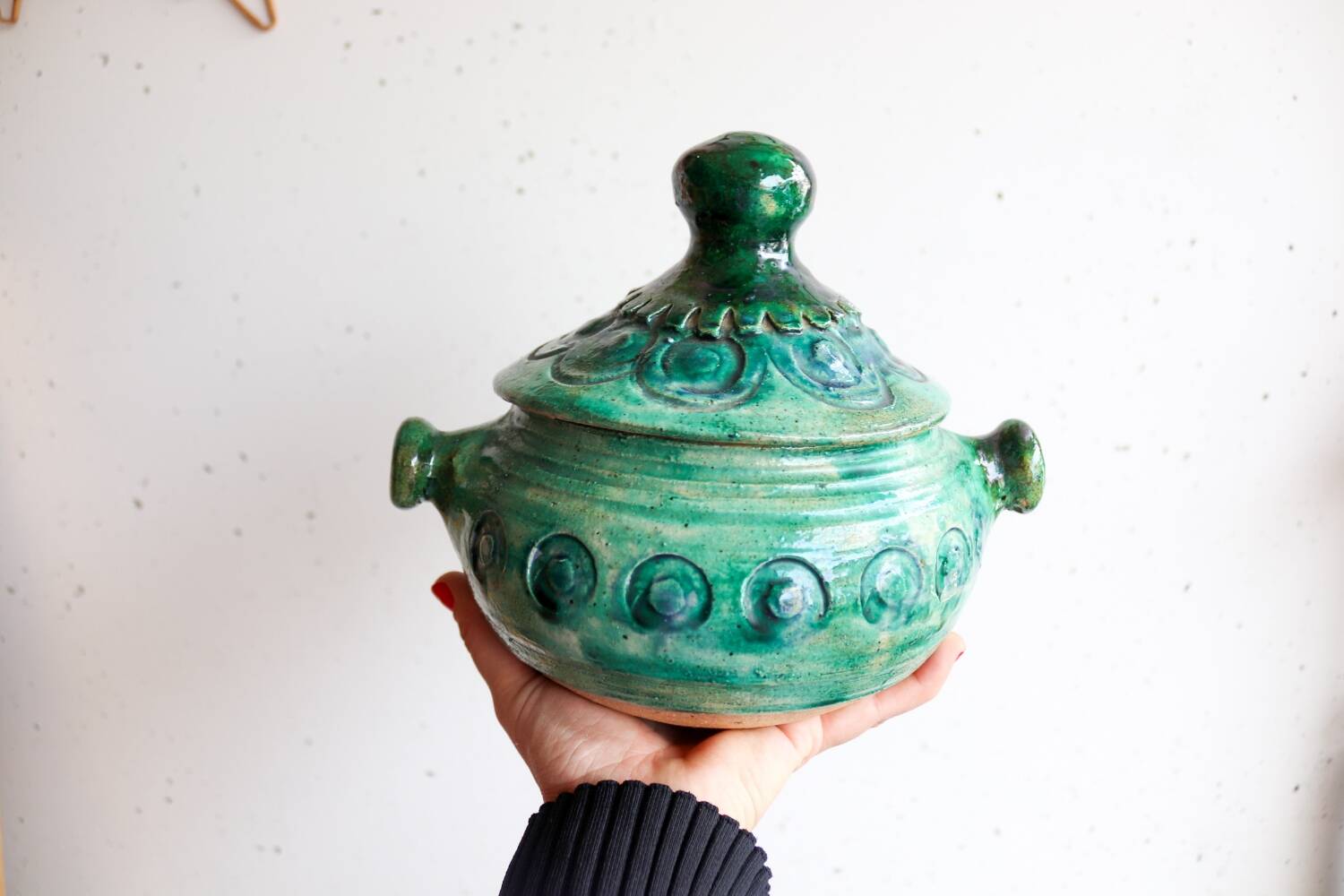 Vintage Celine Dein green ceramic pot