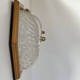 Pair of vintage wall lights, pine and Murano glass, Italy 1980