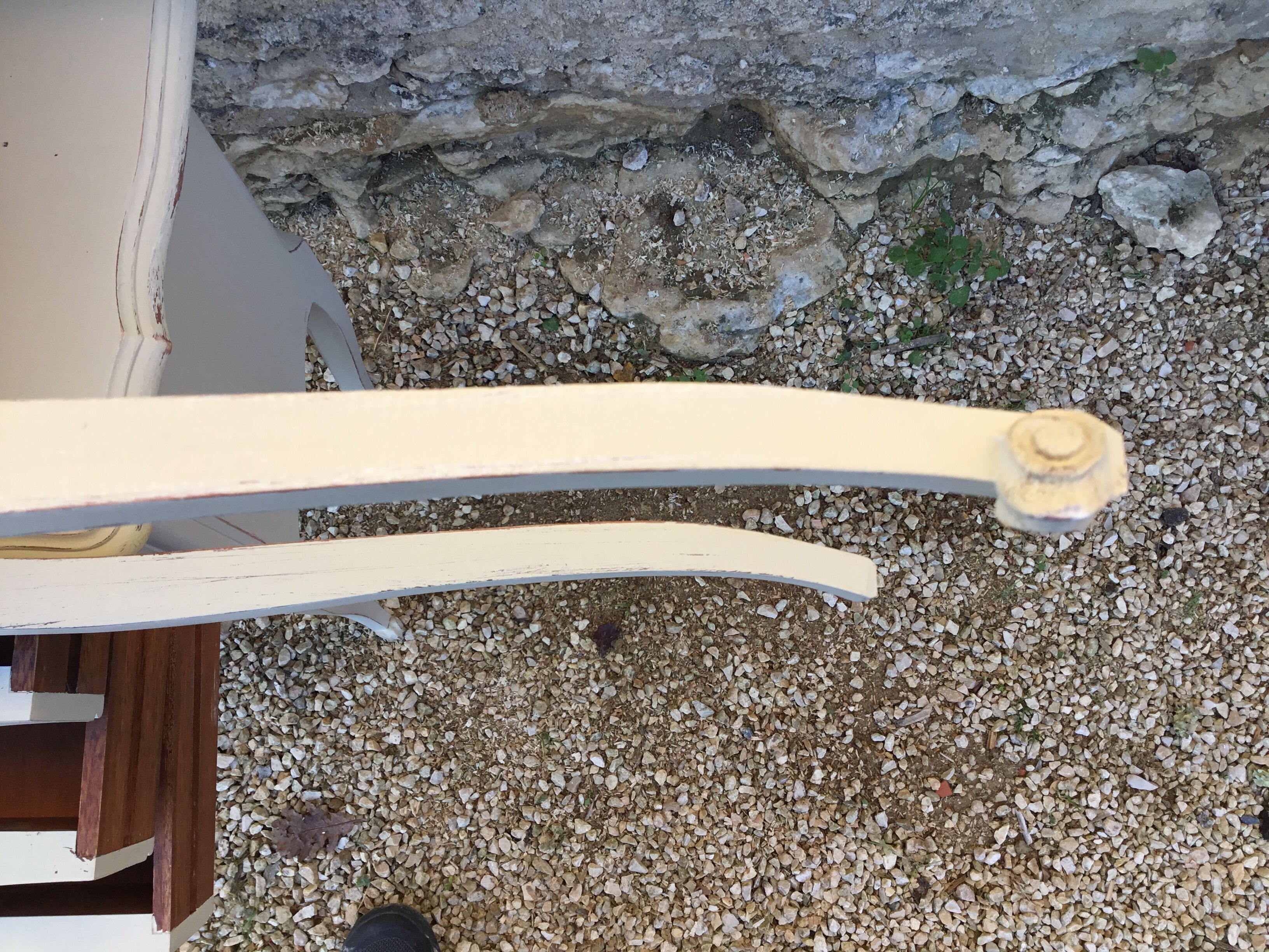 Pair of Louis XV style bedside tables patinated beige