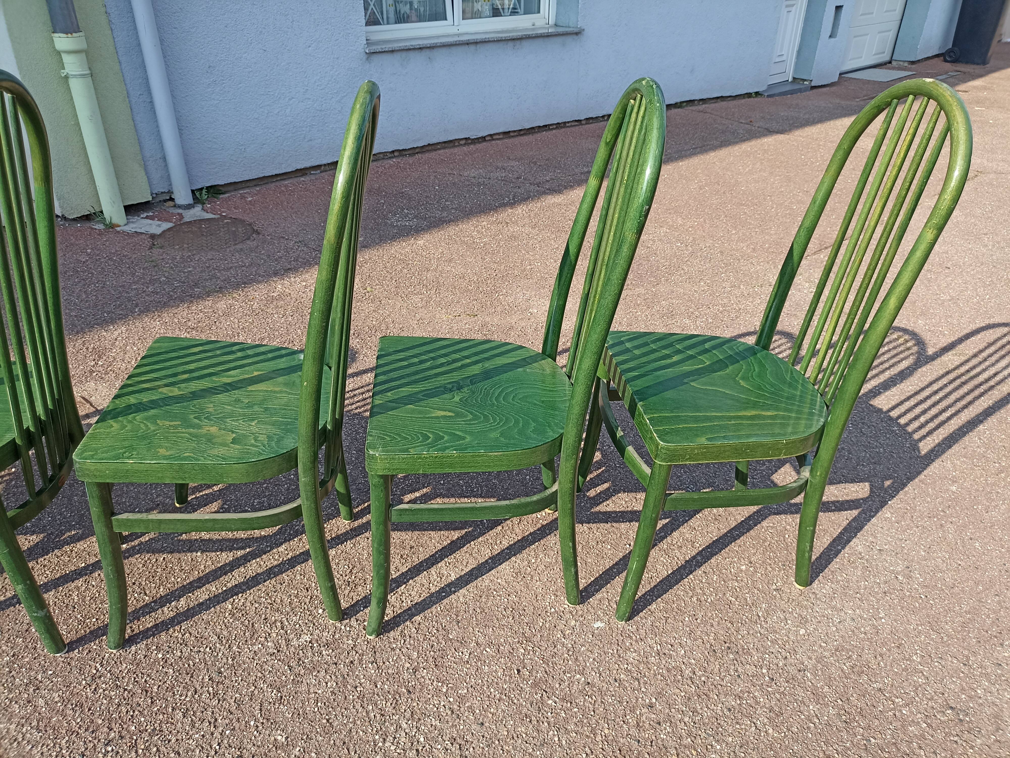 Lot de 6 chaises de bistrot baumann eden terrasse verte bois - vintage