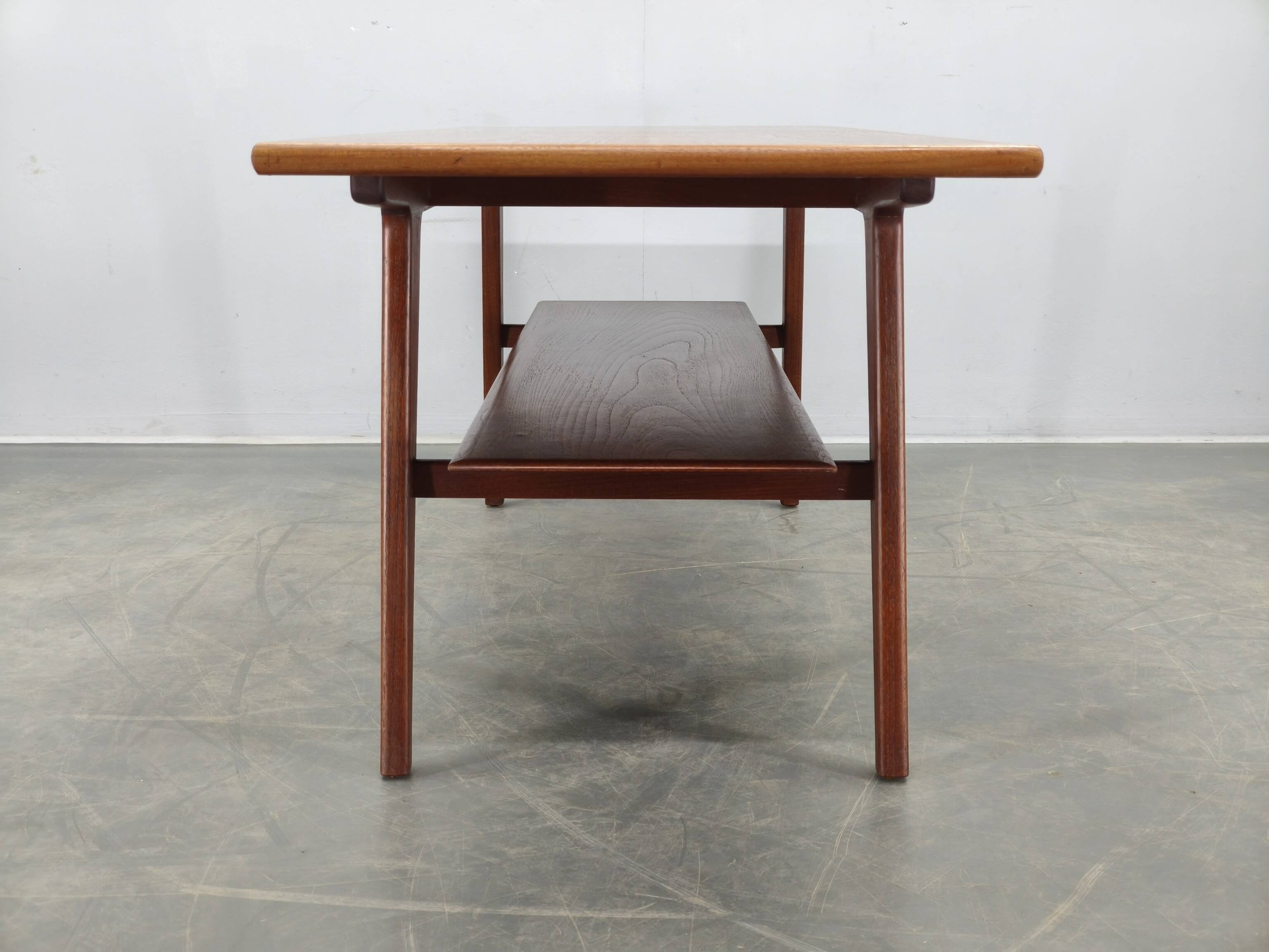 Danish Mid Century Teak Coffee Table with Shelf, 1960s