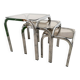 Set of 3 nesting tables, chrome and smoked glass, 1970s.