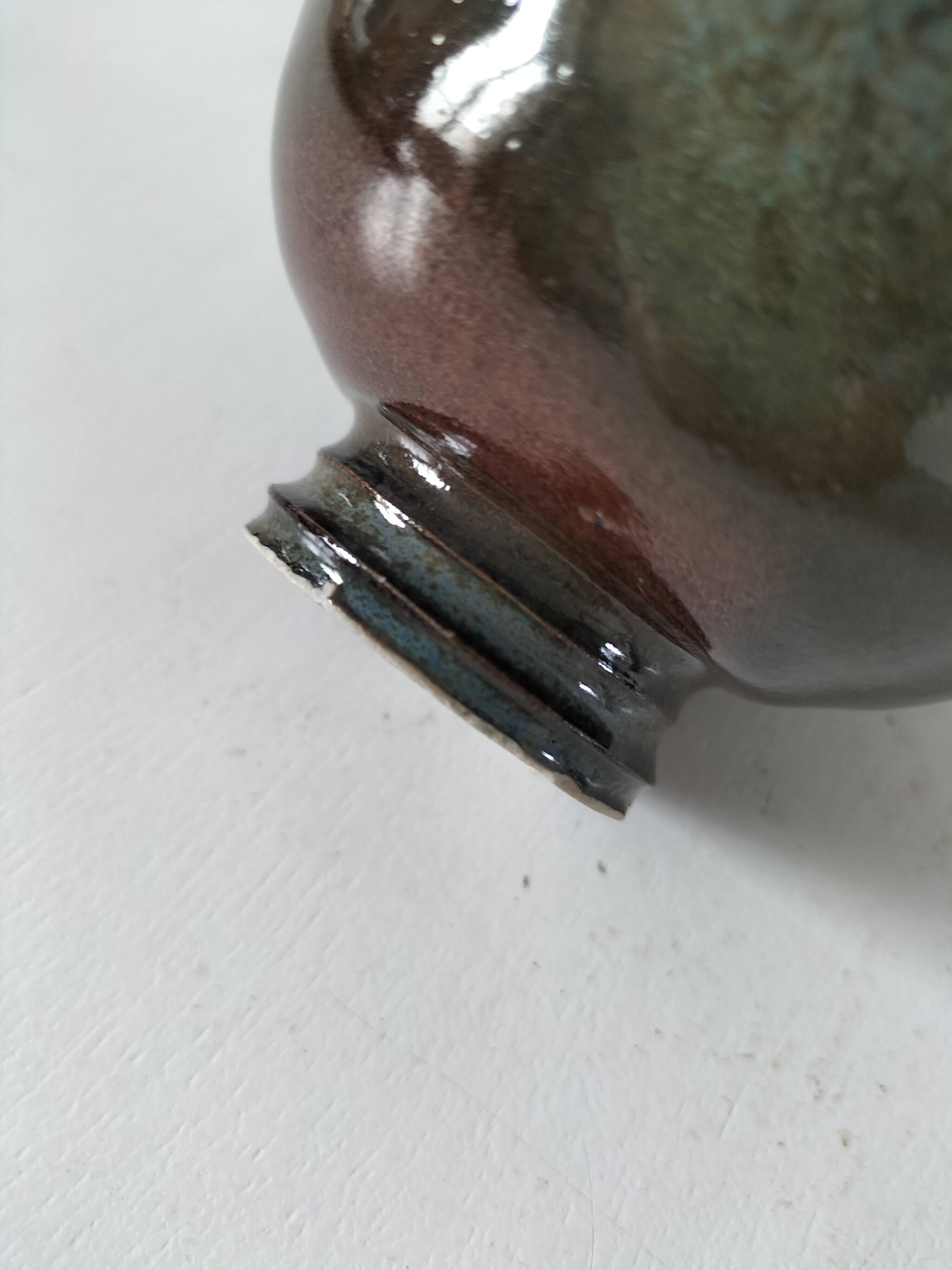 Duo de gobelets en grès émaillé bleu et vert