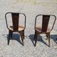 Set of 4 metal chairs with teak seat