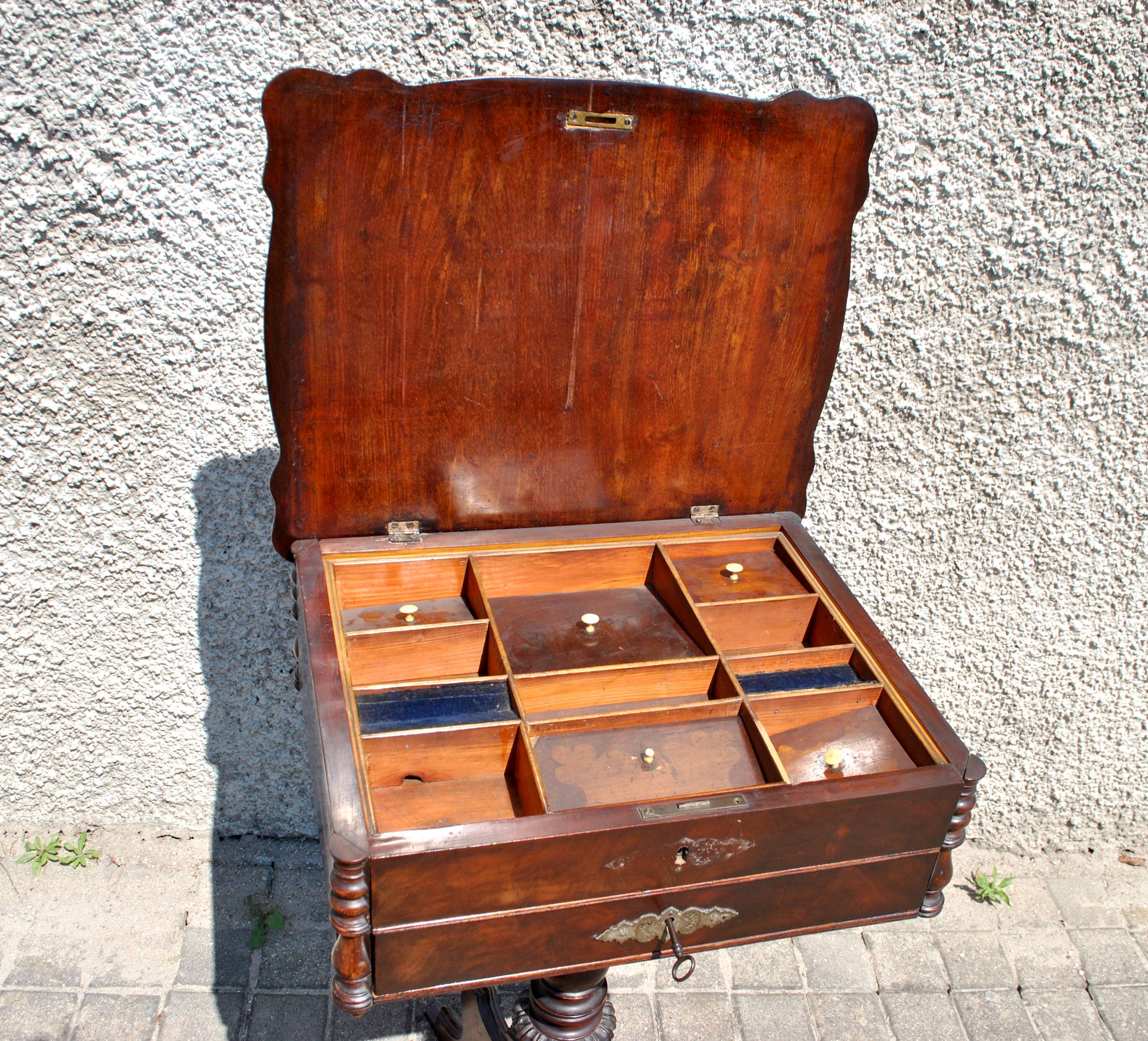 Napoleon III wooden compartment work cabinet Jewelry box