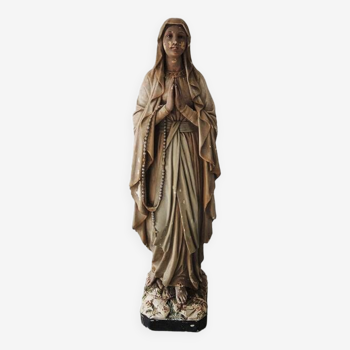 Grande & Ancienne Vierge en Plâtre Signée Pieraccini