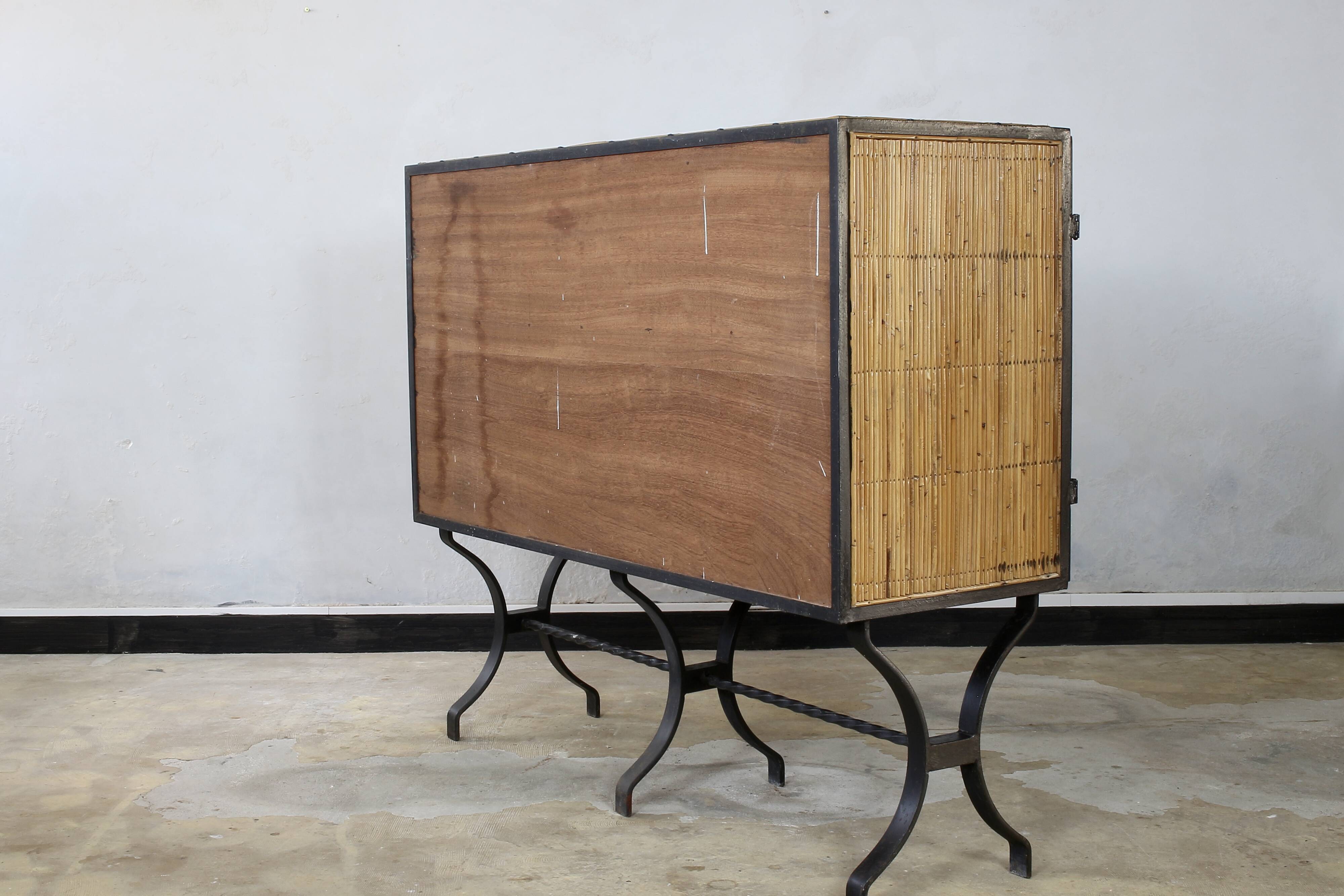 1960s rattan sideboard similar to Audoux & Minnet.