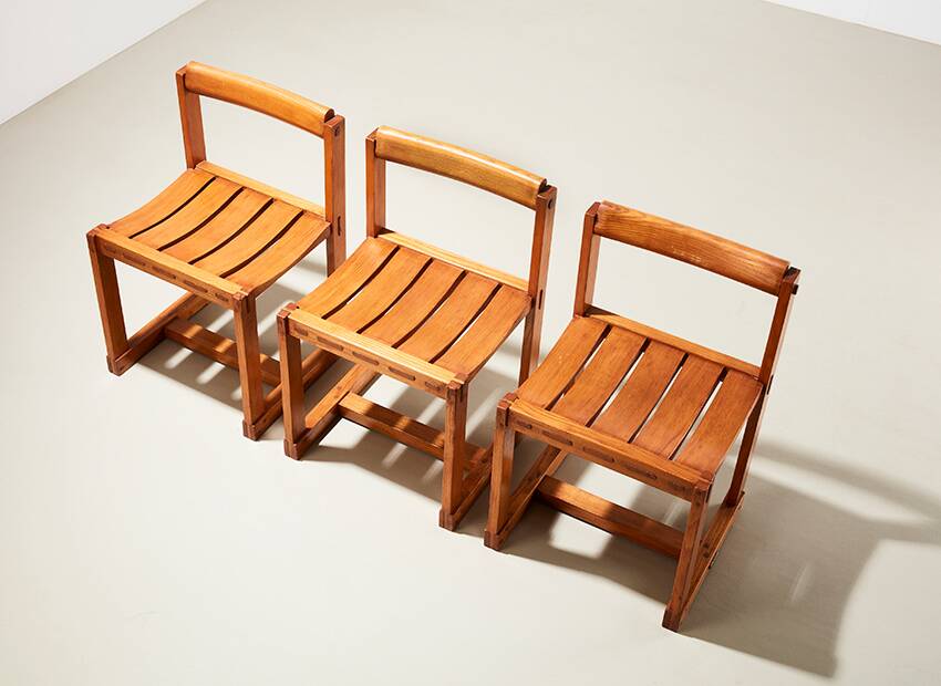 Edvin Helseth (attrib.) Set of 3 Dining Chairs in Pine Norway 1960s