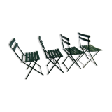 Set of 4 folding garden bistro chairs in wood and iron