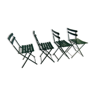 Set of 4 folding garden bistro chairs in wood and iron
