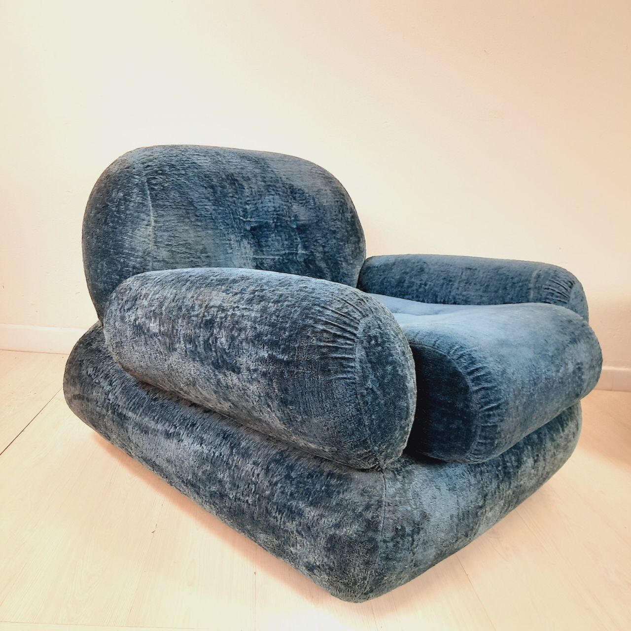 Pair of armchair - vintage - 1960s / 70s - petrol blue color.