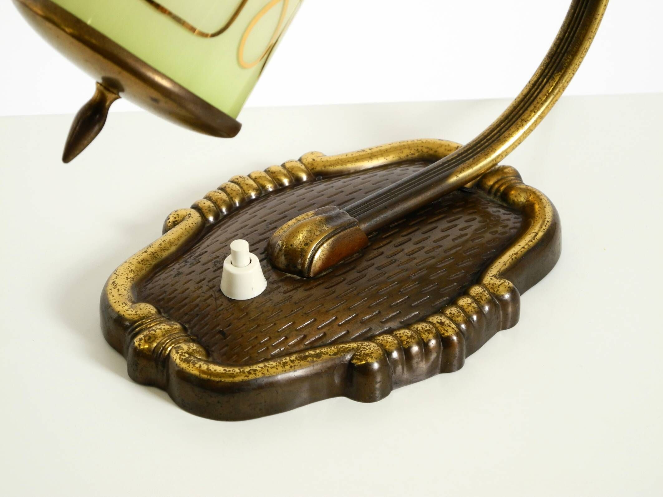 Beautiful, rare brass table lamp with glass shade | 1940s