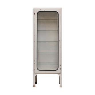 Vintage steel and glass medical showcase 1970